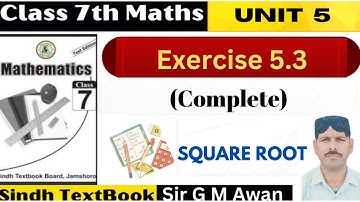 Exercise 5.3 || Class  7 Math || Sindh Textbook Board