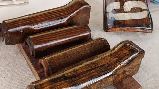 Refinishing wood handguards and stocks.