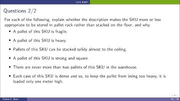 Layout of a Unit-load Warehouse I: 06 Self Study Questions