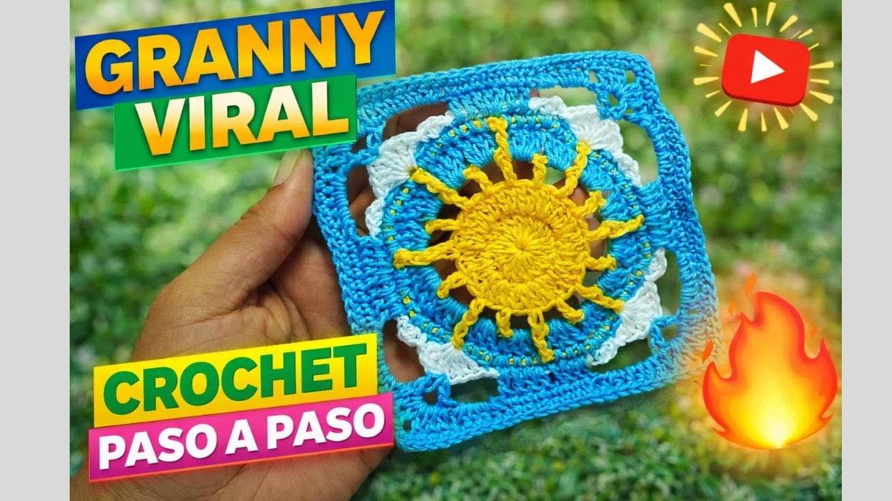 GRANNY VIRAL a Crochet 🧶 Paso a Paso Fácil | Cuadro Granny Tendencia