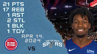 James Wiseman player Full Highlights vs SPURS NBA Regular season game 14-04-2024