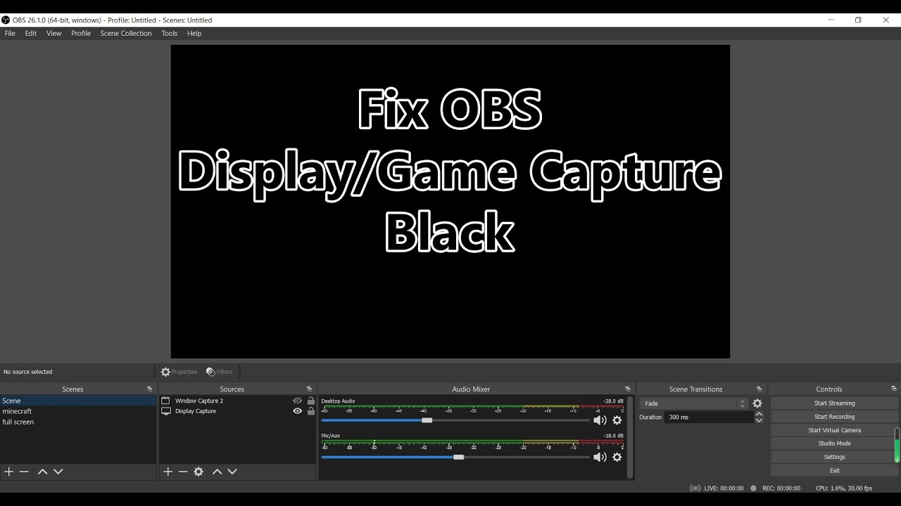 Obs 27.0. Черный экран в обс. OBS Studio чёрный экран 2022. Screen recording is Black. Вырезка под 2 экрана OBS.