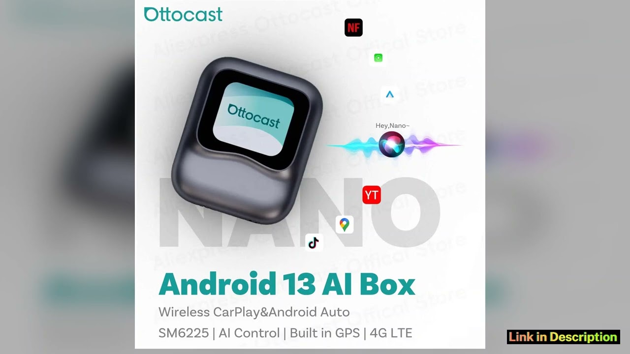 OTTOCAST Android 13 NanoAI Box Wireless Android Auto CarPlay SM6225 128GB WiFi Car Accessories for
