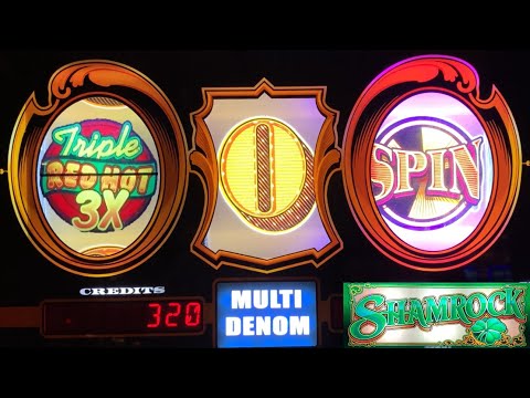 Triple Red Hot 777 + Gold Standard Jackpots + Shamrock Slot Play! Nice Spin!