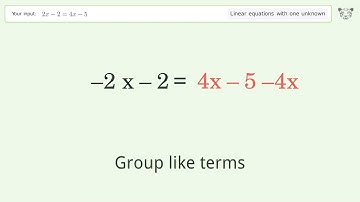Solve 2x-2=4x-5: Linear Equation Video Solution | Tiger Algebra