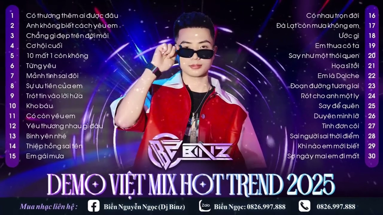DEMO TRACK LIS -NONSTOP FULL 2H - VIỆT MIX HOTTREND 2025 - DJ BINZ- 1TR/SLOT -MUA NHAC LH:0826997888