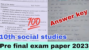 🔑Answer Key10th social studies Pre final exam paper 2023💯|10th social studies pre final exam paper💯