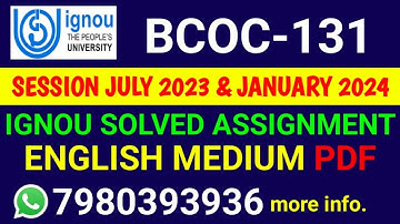 BCOC 131 Solved Assignment 2023-24 English, BCOC 131 Solved Assignment 23-24, BCOC-131 Assignment