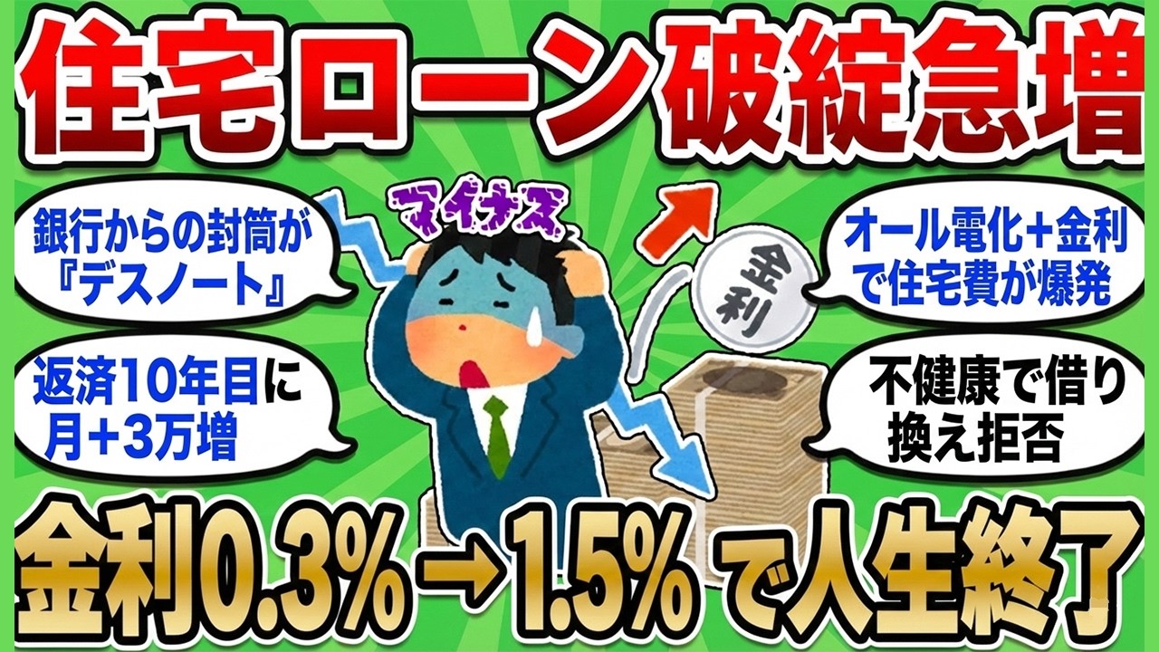 【2ch 有益スレ】金利0.3%→1.5%で人生終了…住宅ローン破綻が急増w 銀行からの封筒が『デスノート』すぎて生活崩壊した奴らの末路