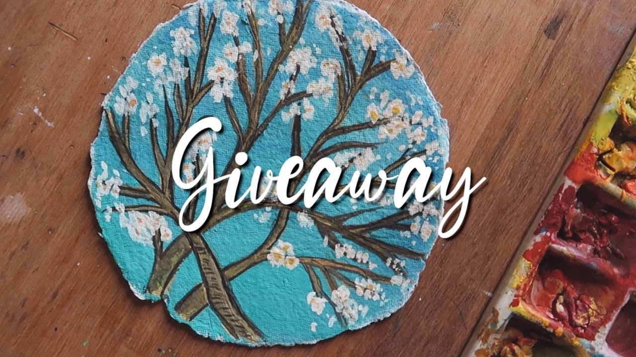 Painting On Handmade Paper | 40K Giveaway | Almond Blossoms | Paint With Me  - Youtube