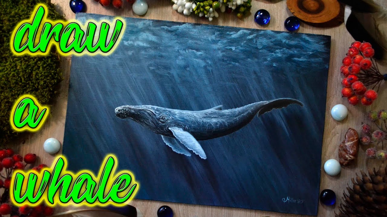 Фэнтези-арт Горбатый кит. Масляная живопись таймлапс