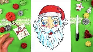 Как нарисовать ПОРТРЕТ ДЕДА МОРОЗА урок рисования для детей Как нарисовать ПОРТРЕТ ДЕДА МОРОЗА урок рисования для детей
