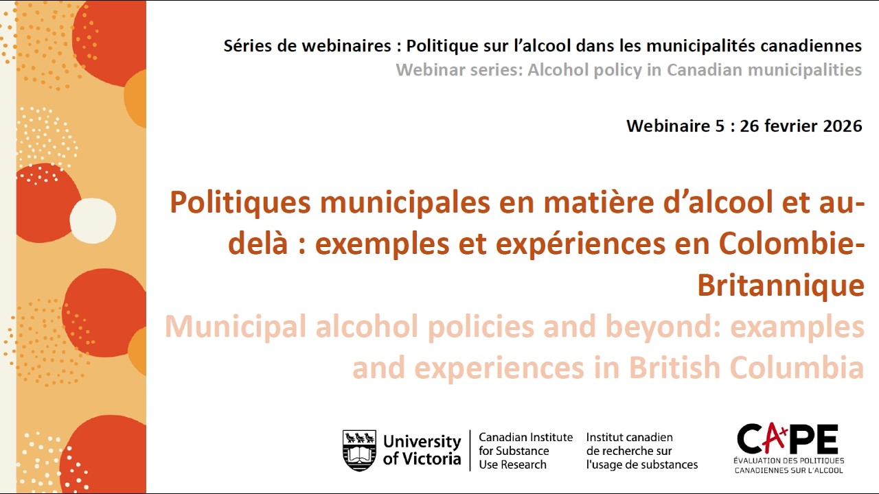 Politiques municipales en matière d’alcool et au-delà : exemples et expériences en C-B
