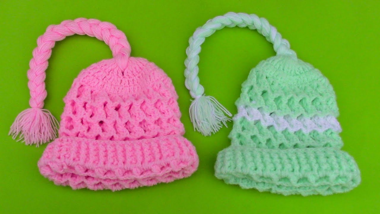 Gorra con trenza crochet para niñas de 2 años en punto panal de paso a paso - YouTube