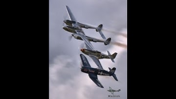 Flying Bulls Formation: P-38 Lightning, F4U Corsair & P-51 Mustang at Hahnweide 2025