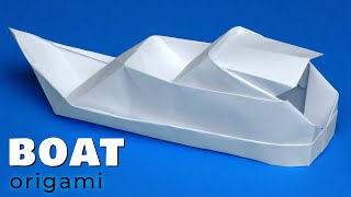 Paper boat origami. How to make cruise ship out of paper without glue. Motor yacht