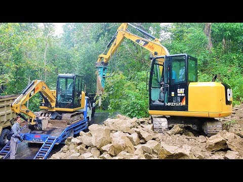 Mini Excavator CAT 305.5E2 Digging Loading Dirt Into Dump Truck SRM