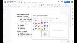 Using Emoji Bullet Points in Google Docs and Slides