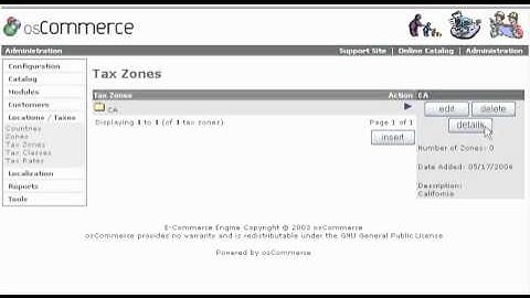 Configure sales tax in osCommerce