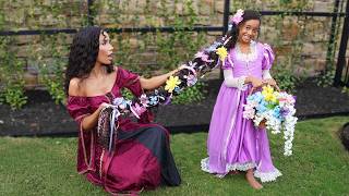 Black 'Tangled' Rapunzel Costume with Curly Textured Hair!