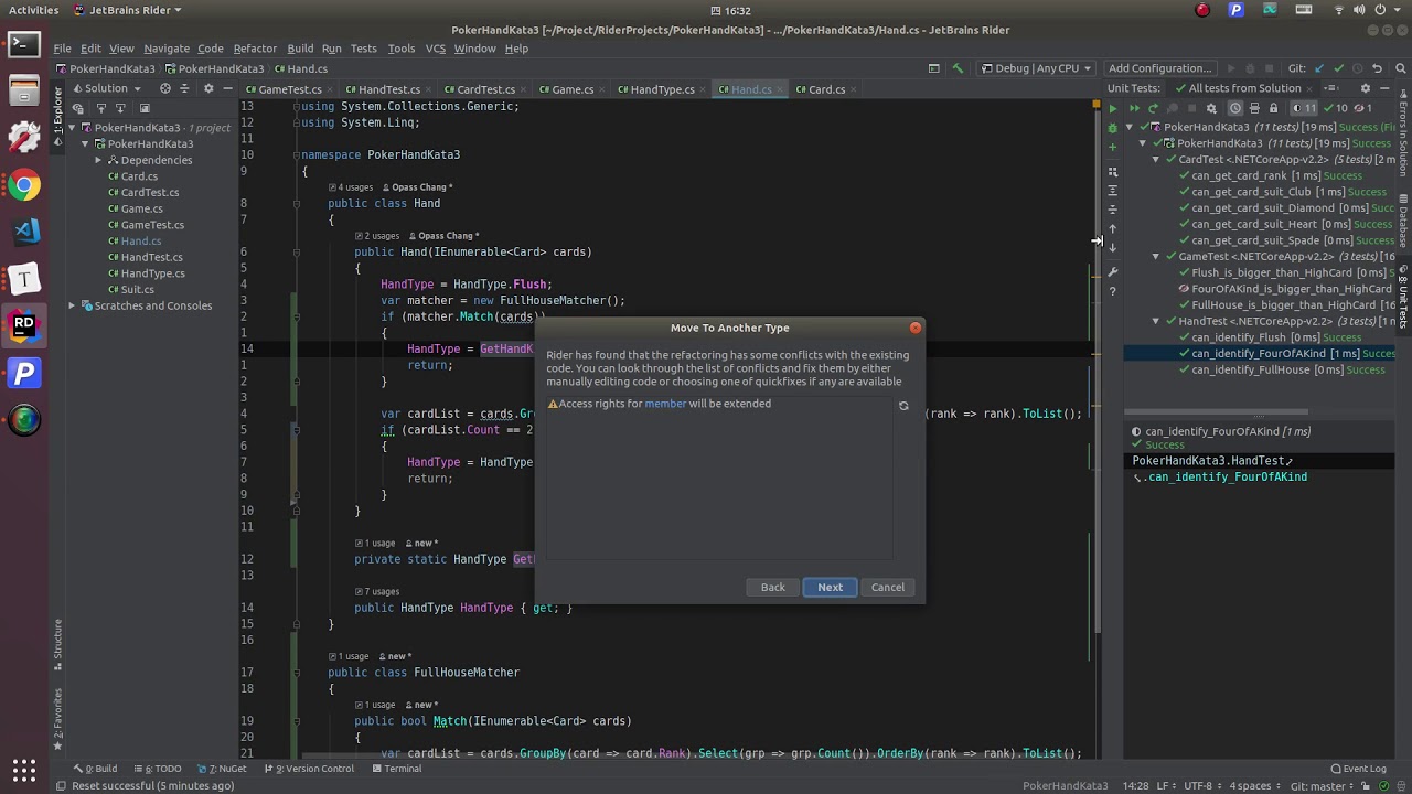 PokerHand Kata Refactor Practice with Rider - Extract Interface - YouTube