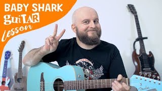 baby shark guitar lesson for beginners how to play baby shark tutorial