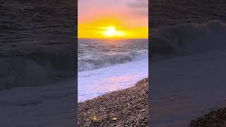 Stunning sunset from Chesil beach on Portland in Dorset.