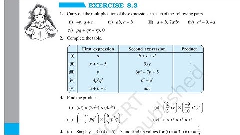 Ex 8.3 class 8th Ncert Algebraic Expressions and Identities | Class 8th #maths #ncert