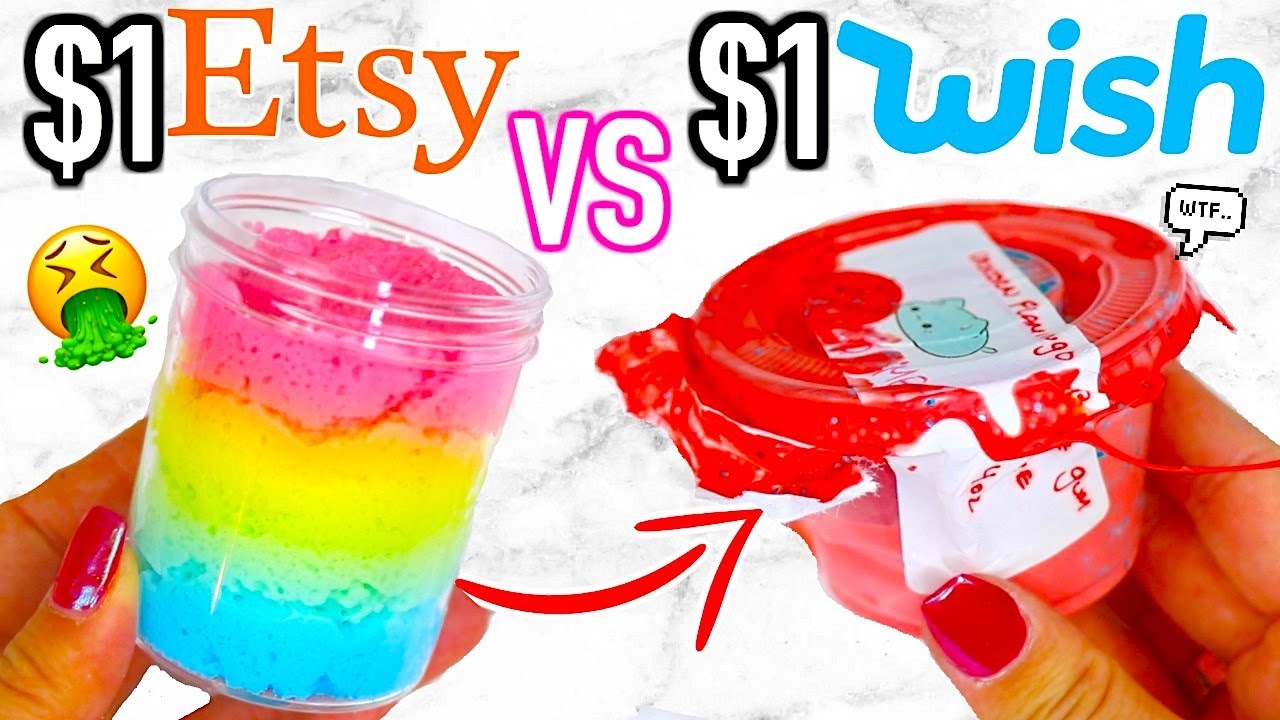 $1 WISH SLIME VS $1 ETSY SLIME! Which Is Worth It?!? + GIVEAWAY!