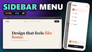 Responsive Hamburger Menu with Sidebar in 10 Minutes | HTML CSS JavaScript
