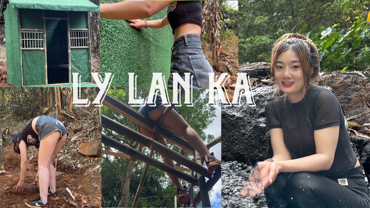 Girl builds a bamboo house as a shelter to survive alone in the forest ...