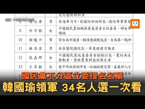 國民黨不分區立委提名名單 34名人選一次看 @udn-video