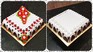 Square Shape Cake | So Beautiful Red Flowers Cake Decorating Ideas | Black Forest Flavour Cake