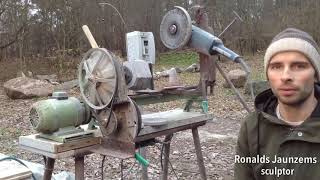 Self-invented stone lathe machine.