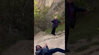 Dad Falls Down Hill In Slow Motion 😂