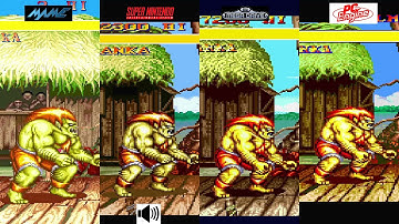 Street fighter 2 Arcade VS Snes VS Megadrive VS PC Engine Blanka Sprite Compare Console VS Console