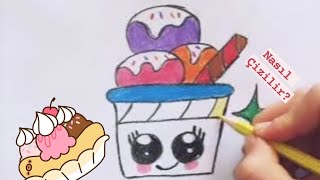 Dondurma Nasıl Çizilir? - Külahta Dondurma - 🍦 - Çocuklar İçin Resim Çizme