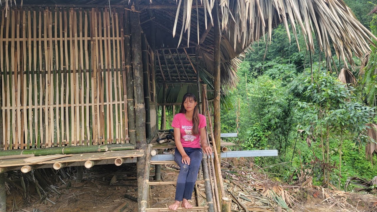 The girl who built a bamboo house in the forest to live - survive - YouTube