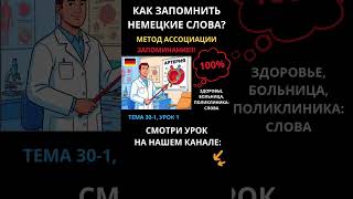 🇩🇪 Тема 30-1, Урок 1. ЗДОРОВЬЕ, БОЛЬНИЦА, ПОЛИКЛИНИКА: СЛОВА, НЕМЕЦКИЙ. Как запомнить немецкие слова