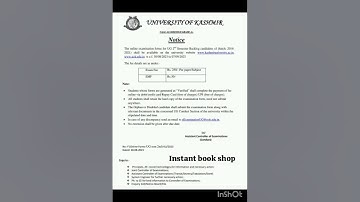 BG 2nd semester examination form out backlog batch 2016 to 2021 Kashmir University
