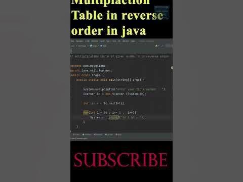Multiplication table in java using for loop || multiplication table in ...