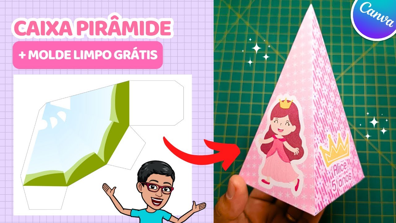 Como fazer caixa pirâmide no Canva + Molde limpo em PNG | Passo a passo atualizado
