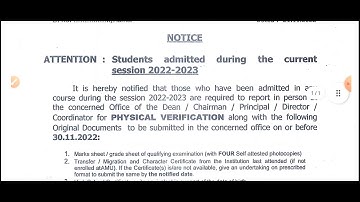 Aligarh Muslim University Physical Reporting Document Verification Urgent Notice 2022-23