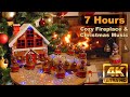 7 hours  christmas ambience warm  cozy home fireplace  instrumental christmas songs  4k