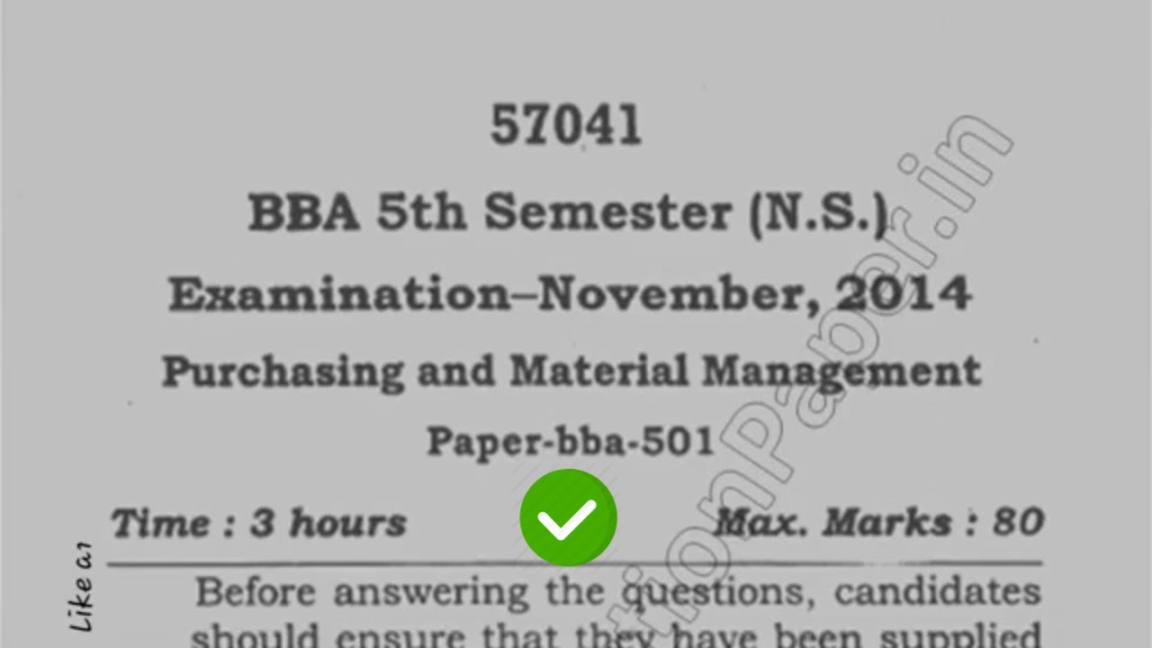 [2014] Mdu BBA 5th Sem Purchasing & Material Management Question Paper