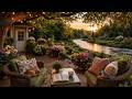 Cozy Riverside Porch Ambience at Sunset 🌿 Cat Nap, Birds, River Sounds, No Music, 4K Nature Relax