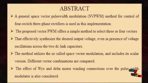 Modeling, Modulation, Control Three-Phase Four-Switch PWM | Final Year Projects 2016 - 2017