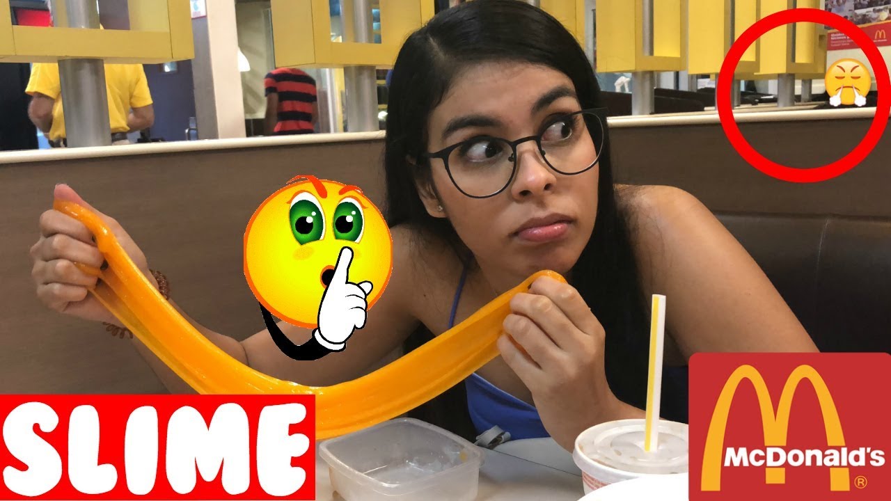 SLIME A ESCONDIDAS EN MCDONALD'S 🍟 slime casero con pegamento
