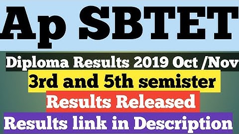 Ap sbtet /diploma oct/Nov exams results  relased 2019 /3rd and 5th semister  results released