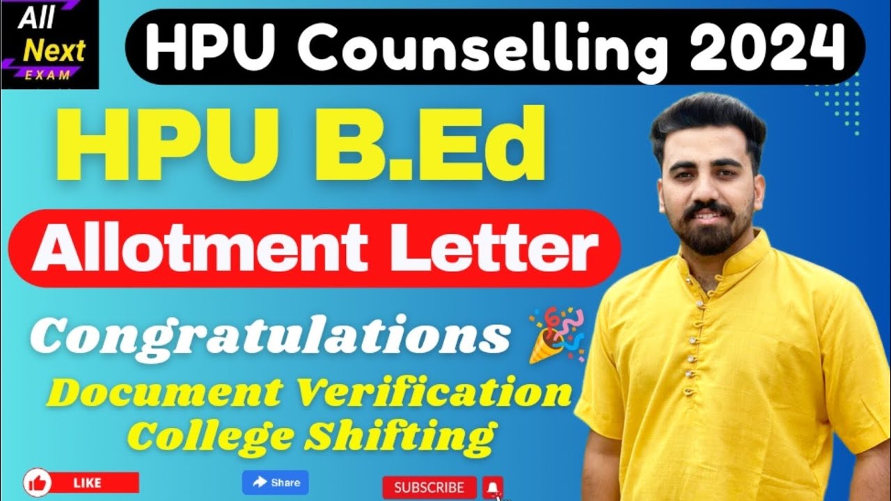 HPU B.Ed Counselling 2024 || College Alloted 😊 || Govt. College ...